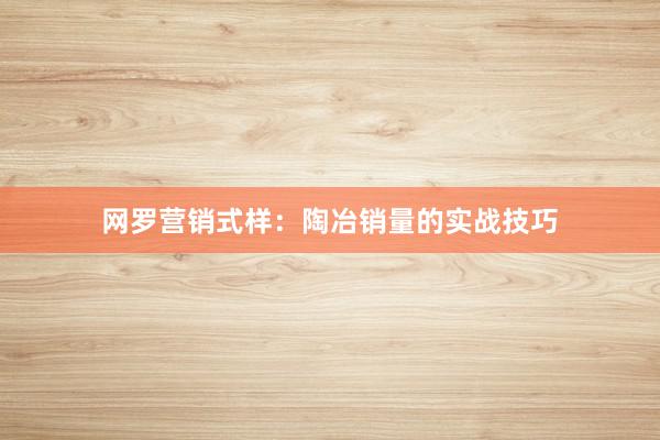 网罗营销式样：陶冶销量的实战技巧