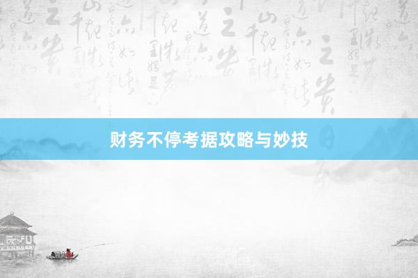 财务不停考据攻略与妙技